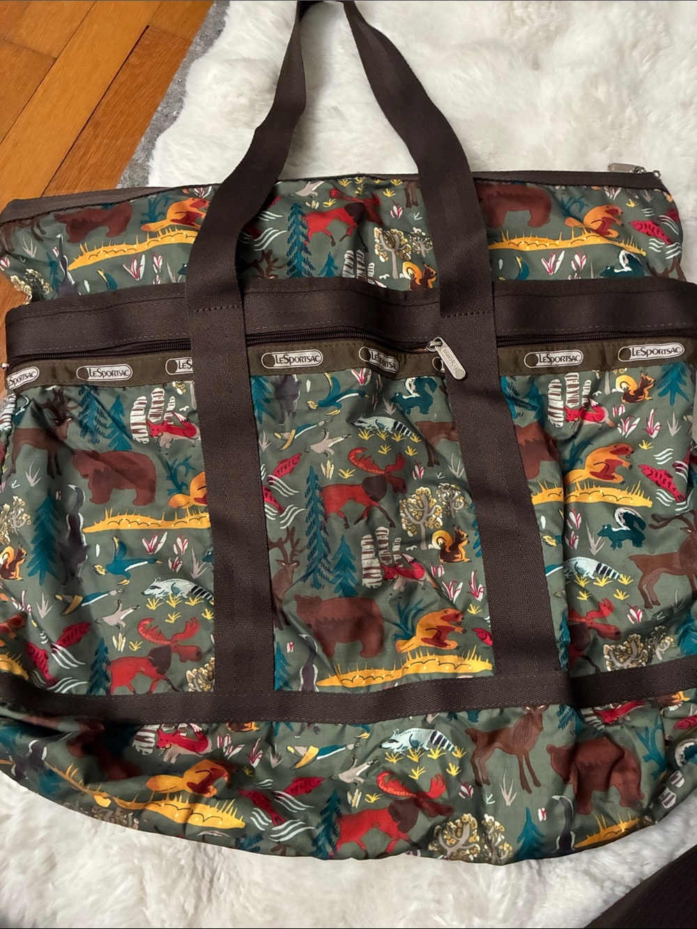 LeSportsac Green Woodland Print Travel Tote